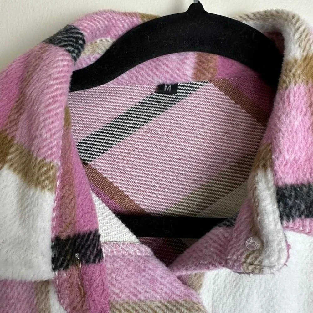 SHEIN Shacket pink plaid